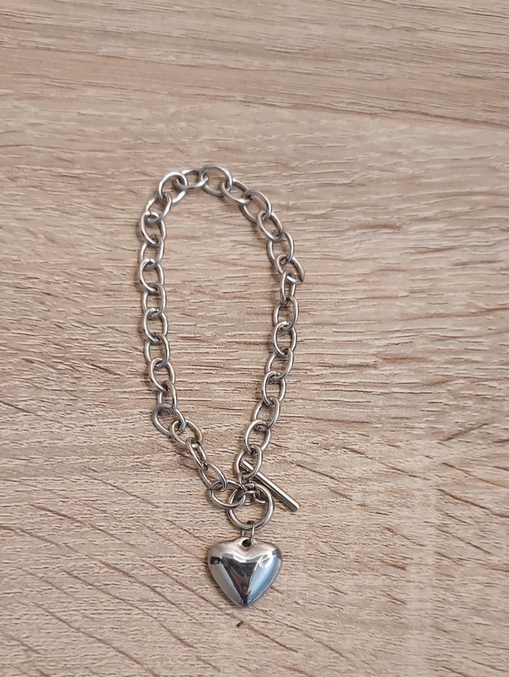 Silver Heart Charm Chain Bracelet - Women Jewelry